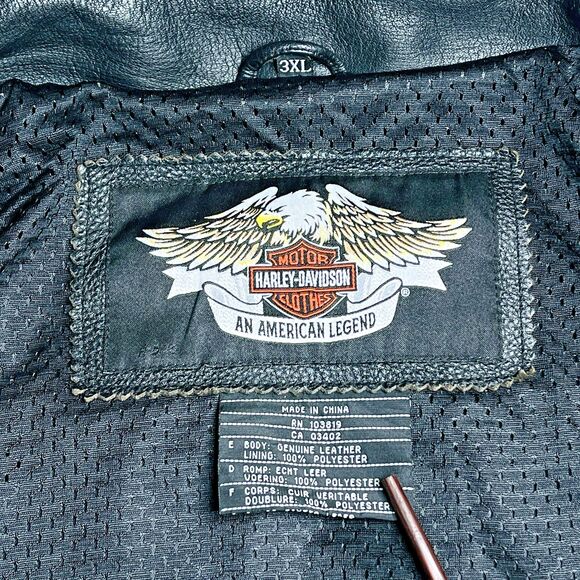 Harley Davidson Mens Roadhouse Black Leather MOTORCYCLE Jacket 3XL 97072-09VM - Picture 12 of 16